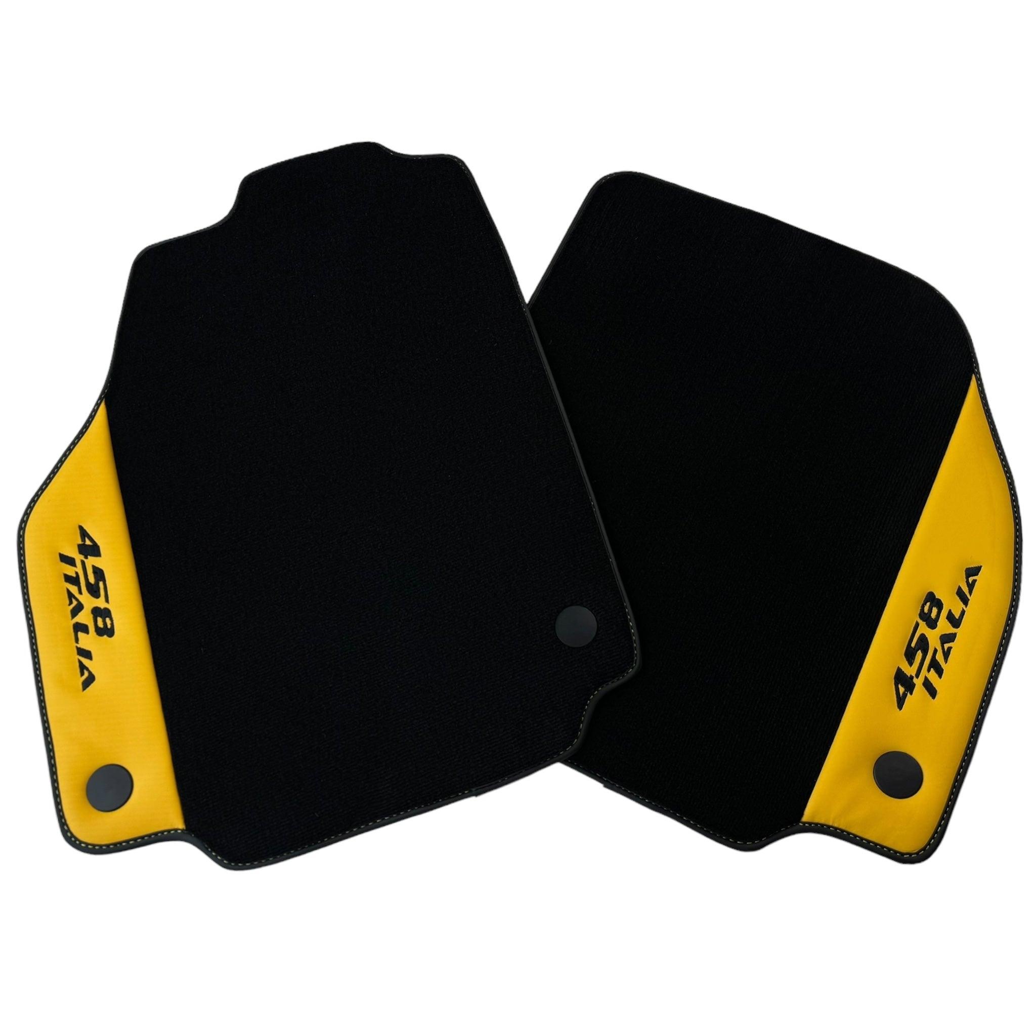 Black Floor Mats for Ferrari 458 Italia (2009-2015) with Yellow Leather - AutoWin