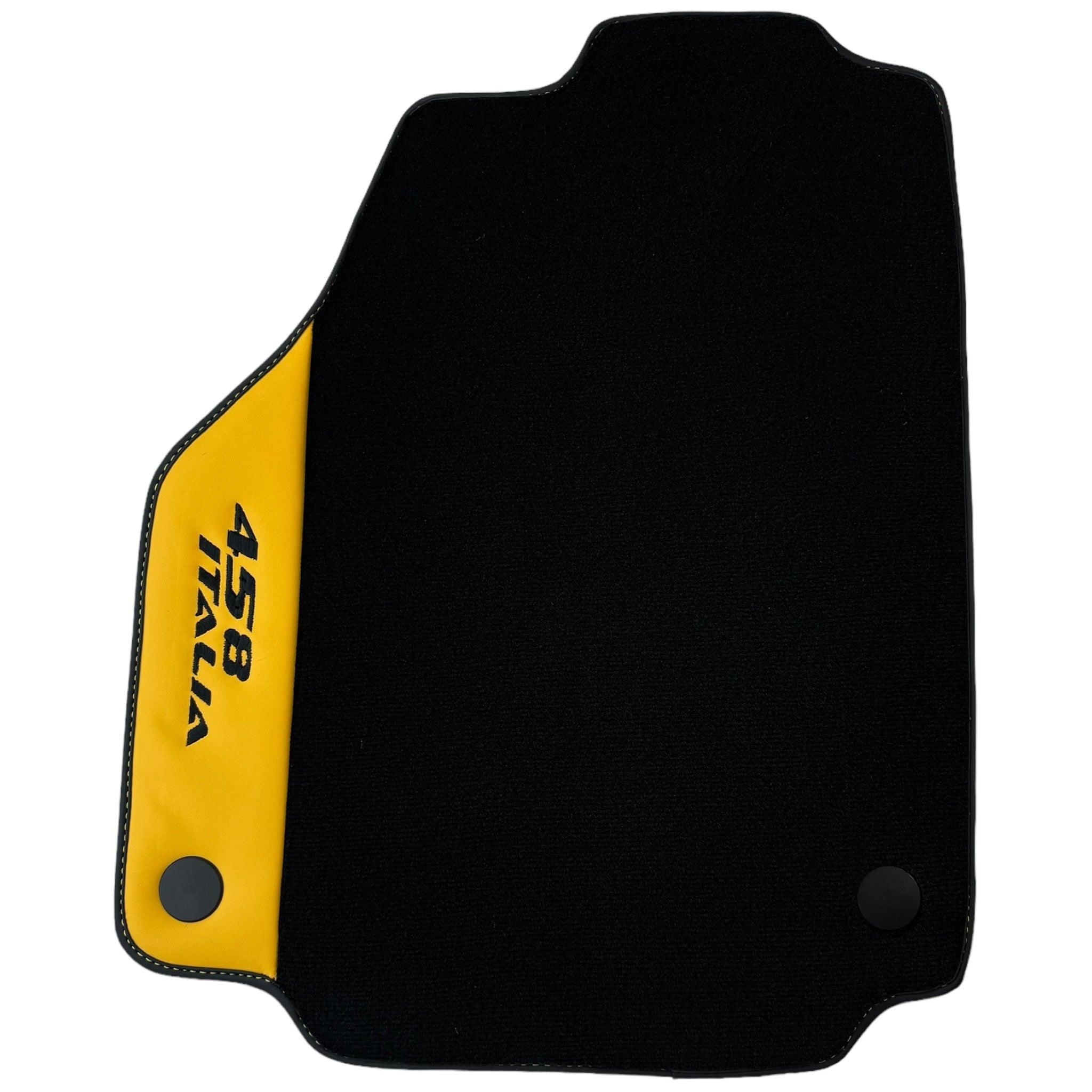 Black Floor Mats for Ferrari 458 Italia (2009-2015) with Yellow Leather - AutoWin