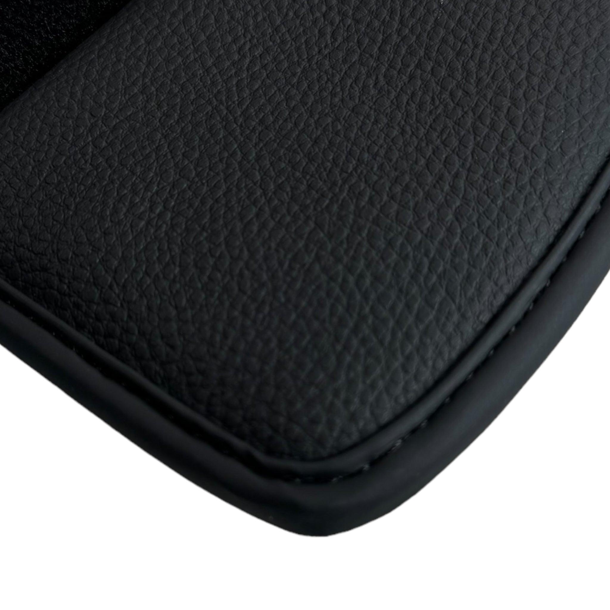 Black Floor Mats for Ferrari Mondial Convertible (1983-1993) with Leather | Italian Edition - AutoWin