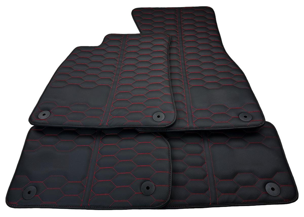 Custom Black Leather Floor Mats for Audi A4 - B5 Facelift Avant (1999-2001) 