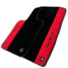 Black Floor Mats for Porsche Cayenne (2010-2018) with Red Alcantara Leather - AutoWin