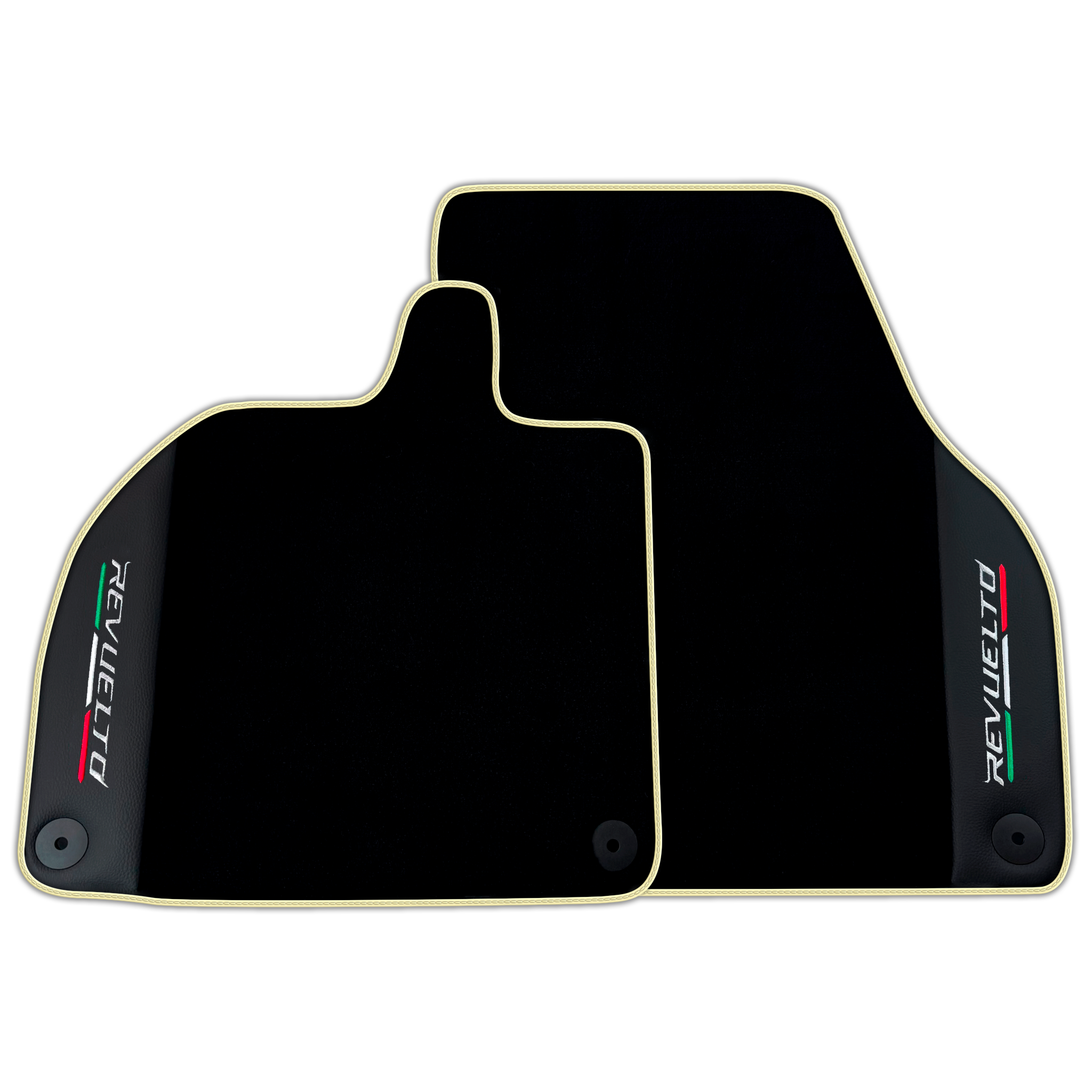 Black Floor Mats with Leather for Lamborghini Revuelto (2024-2025) Italian Edition