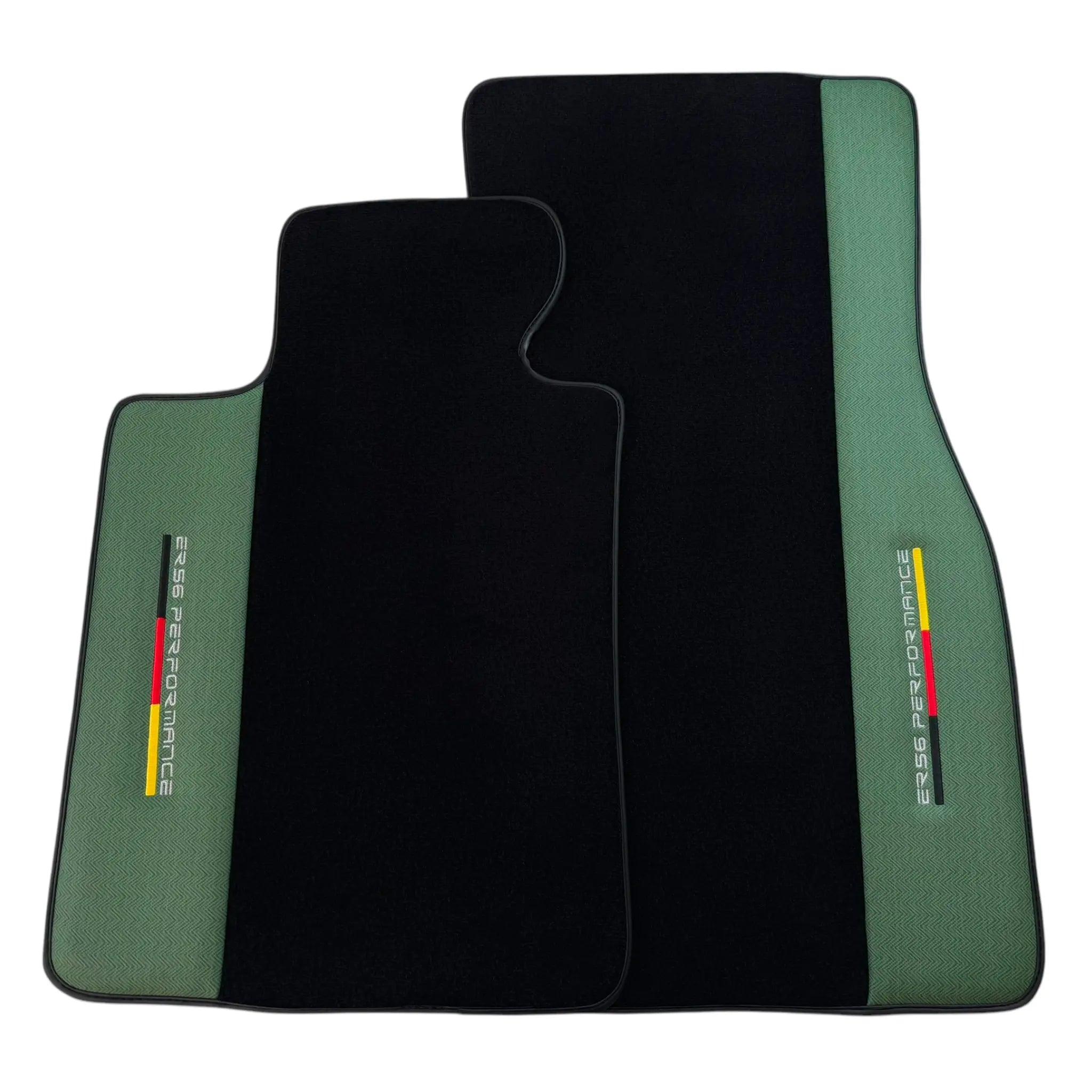 Black Floor Mats for BMW 5 Series G30 with Green Leather ER56 Performance