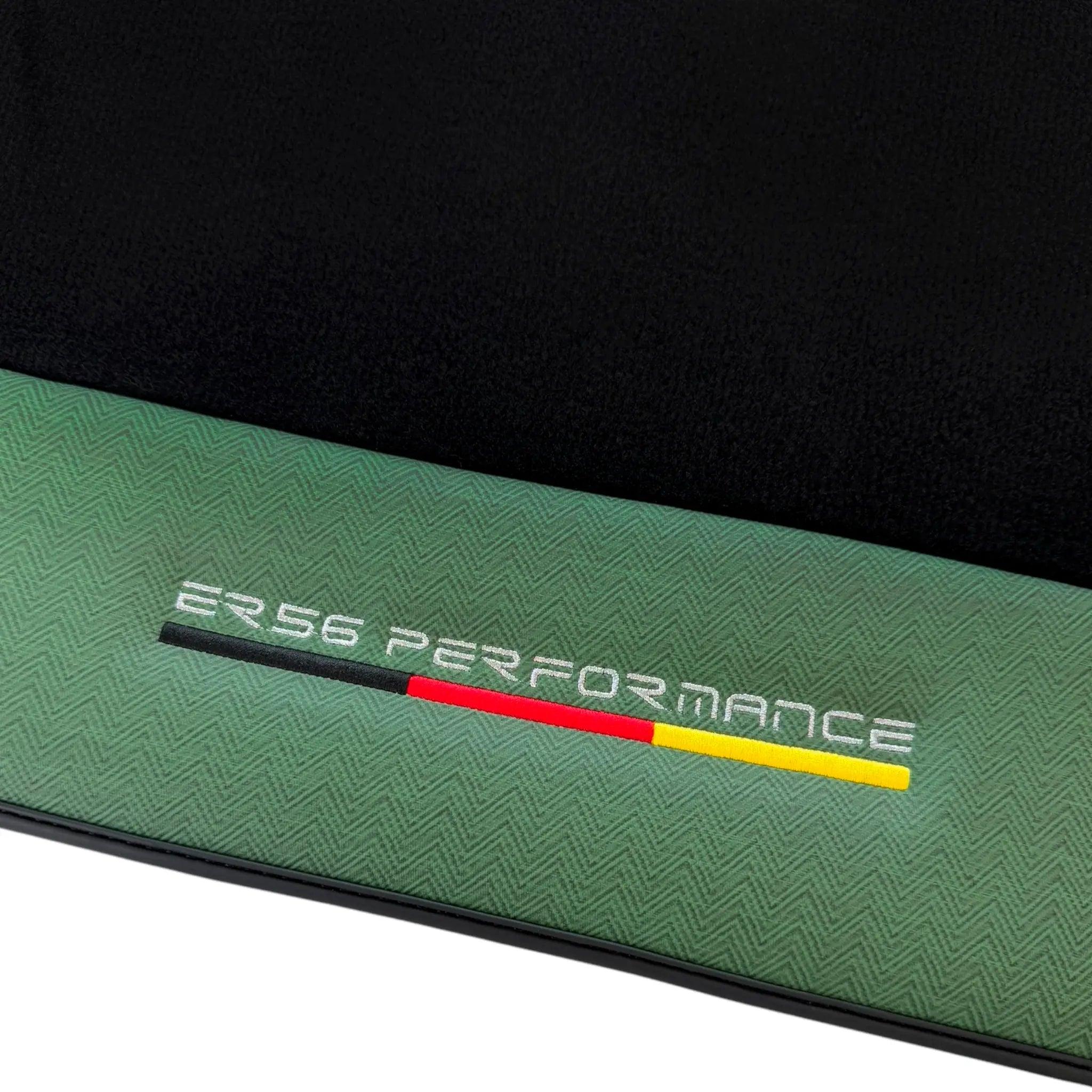 Black Floor Mats for BMW 5 Series G30 with Green Leather ER56 Performance