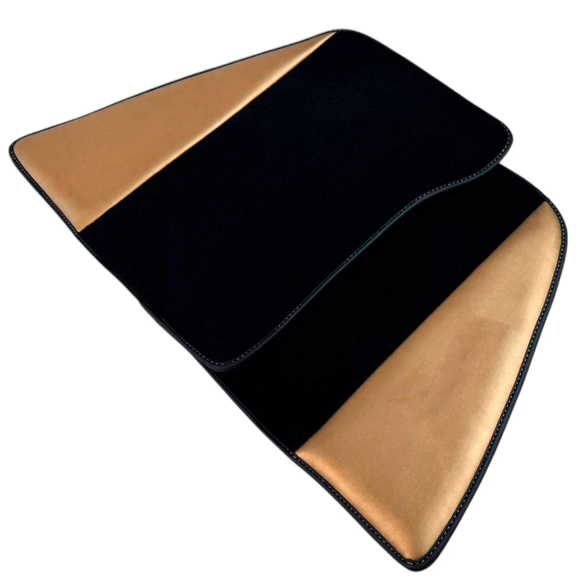 Black Floor Mats for Ferrari 296 GTB (2022-2024) with Gold Leather