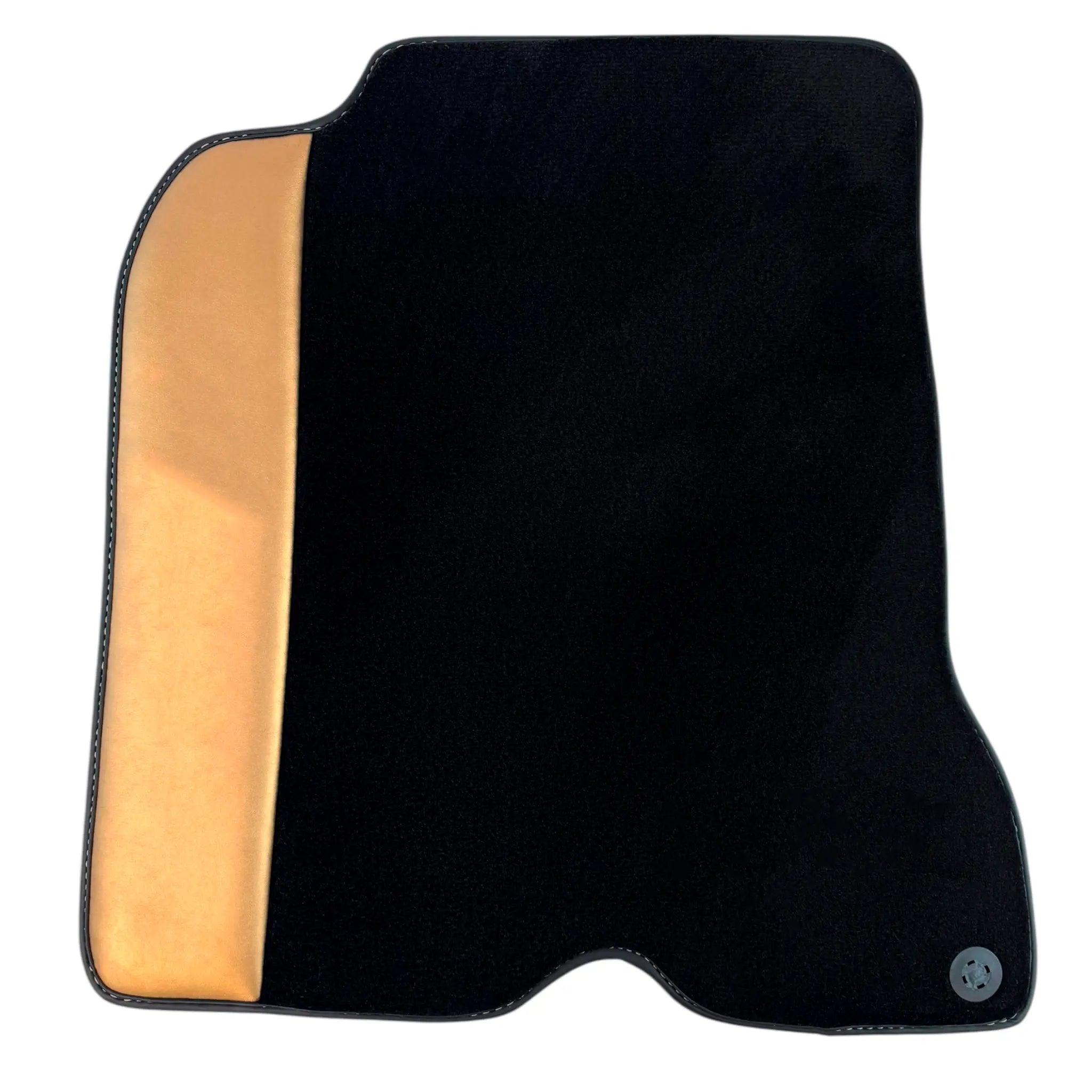 Black Floor Mats for Ferrari California T (2015-2018) with Golden Leather