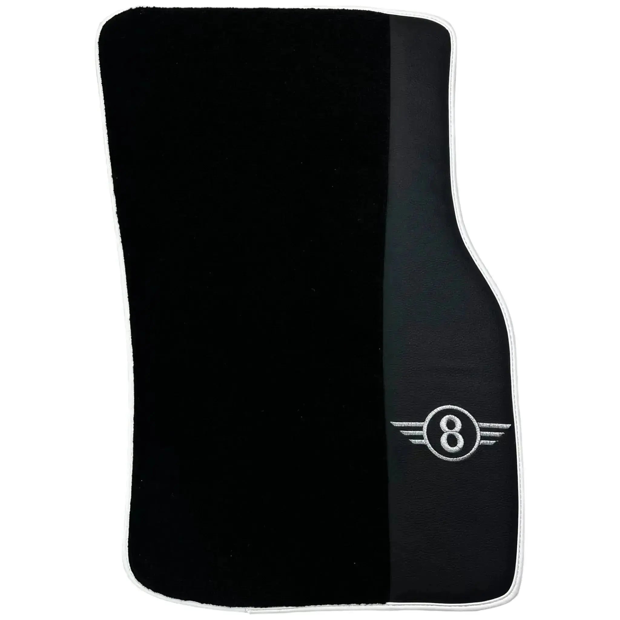 Black Floor Mats for Mini Clubman F54 (2019-2023) with Leather | White Trim