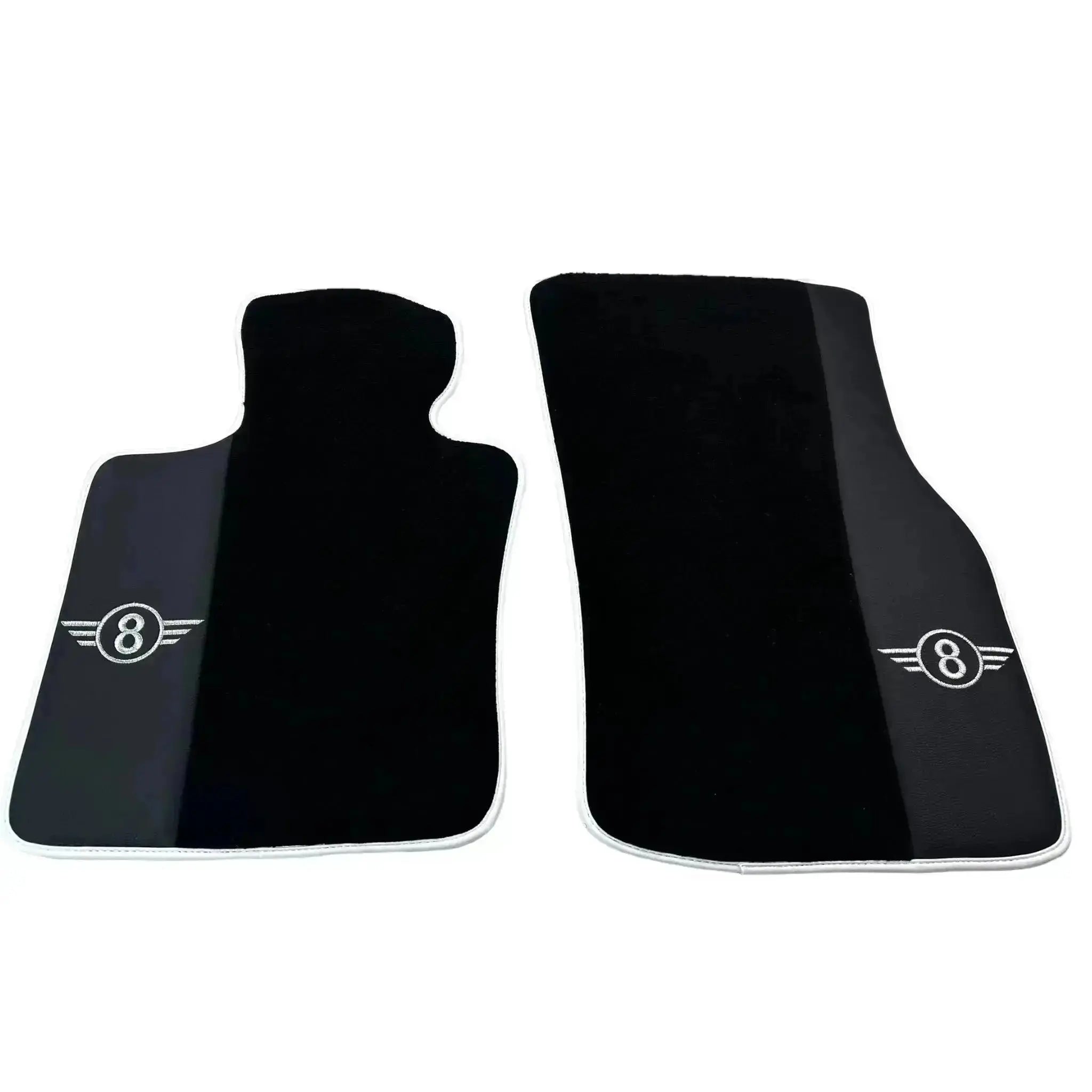 Black Floor Mats for Mini Clubman R55 (2007-2015) with Leather | White Trim