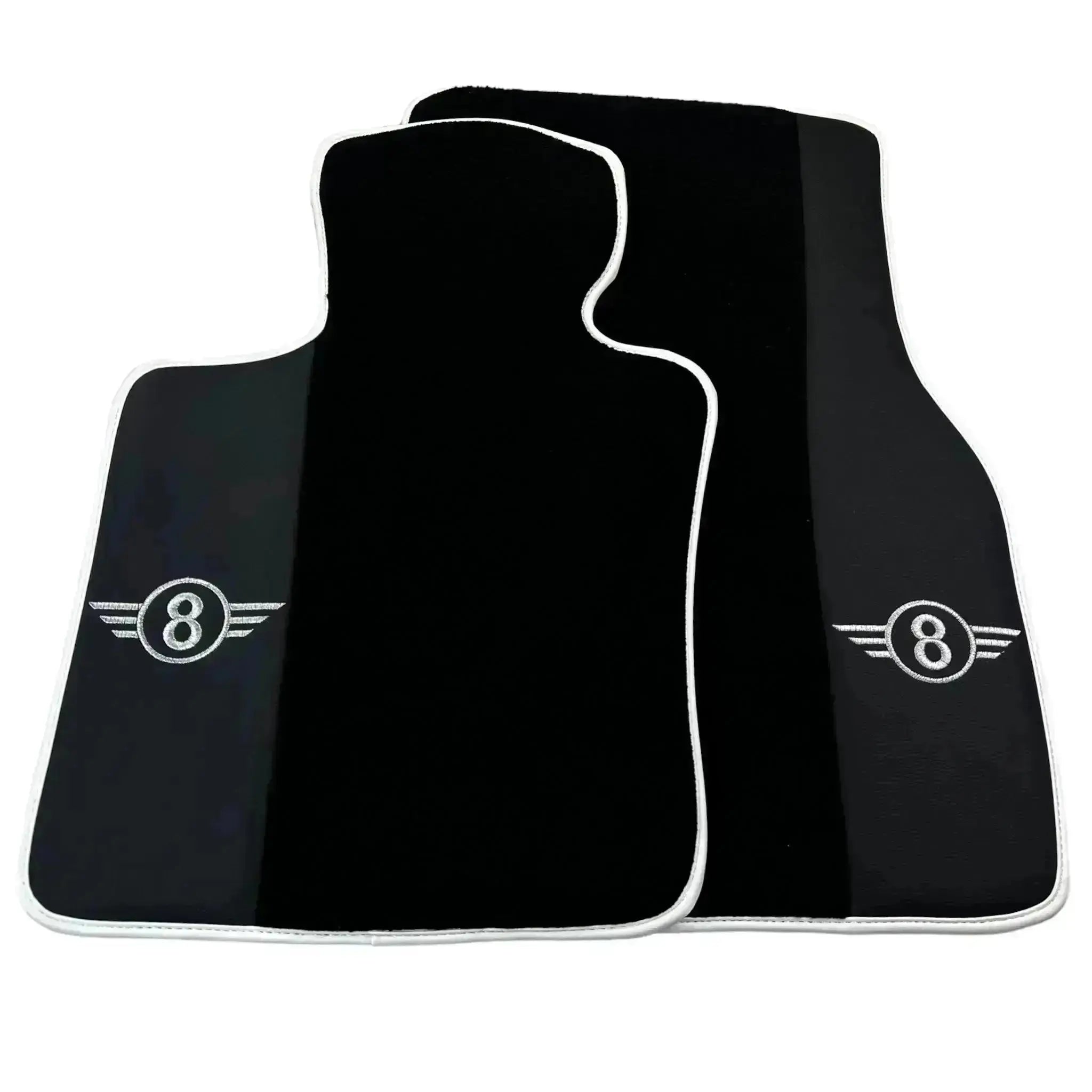 Black Floor Mats for Mini Countryman F60 Hybrid (2020-2023) with Leather | White Trim - AutoWin