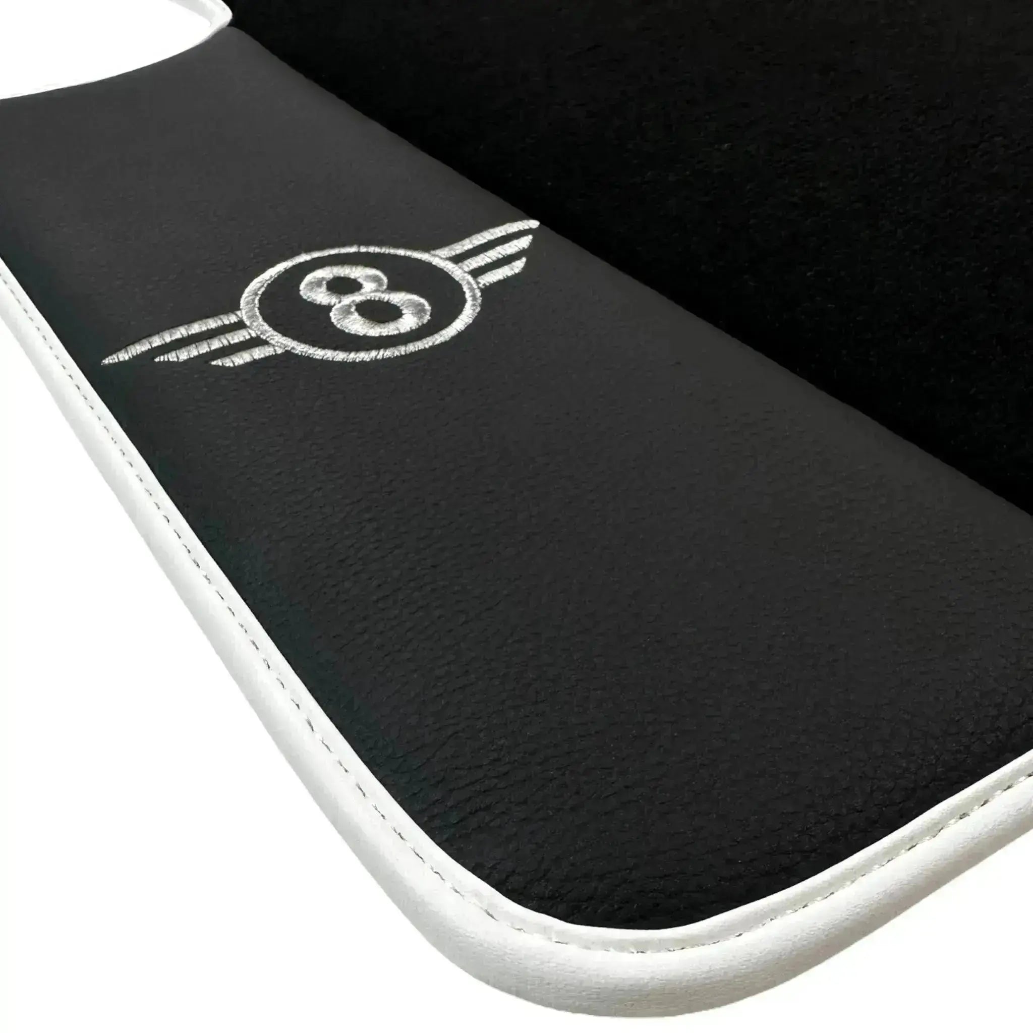 Black Floor Mats for Mini Countryman F60 Hybrid (2020-2023) with Leather | White Trim - AutoWin