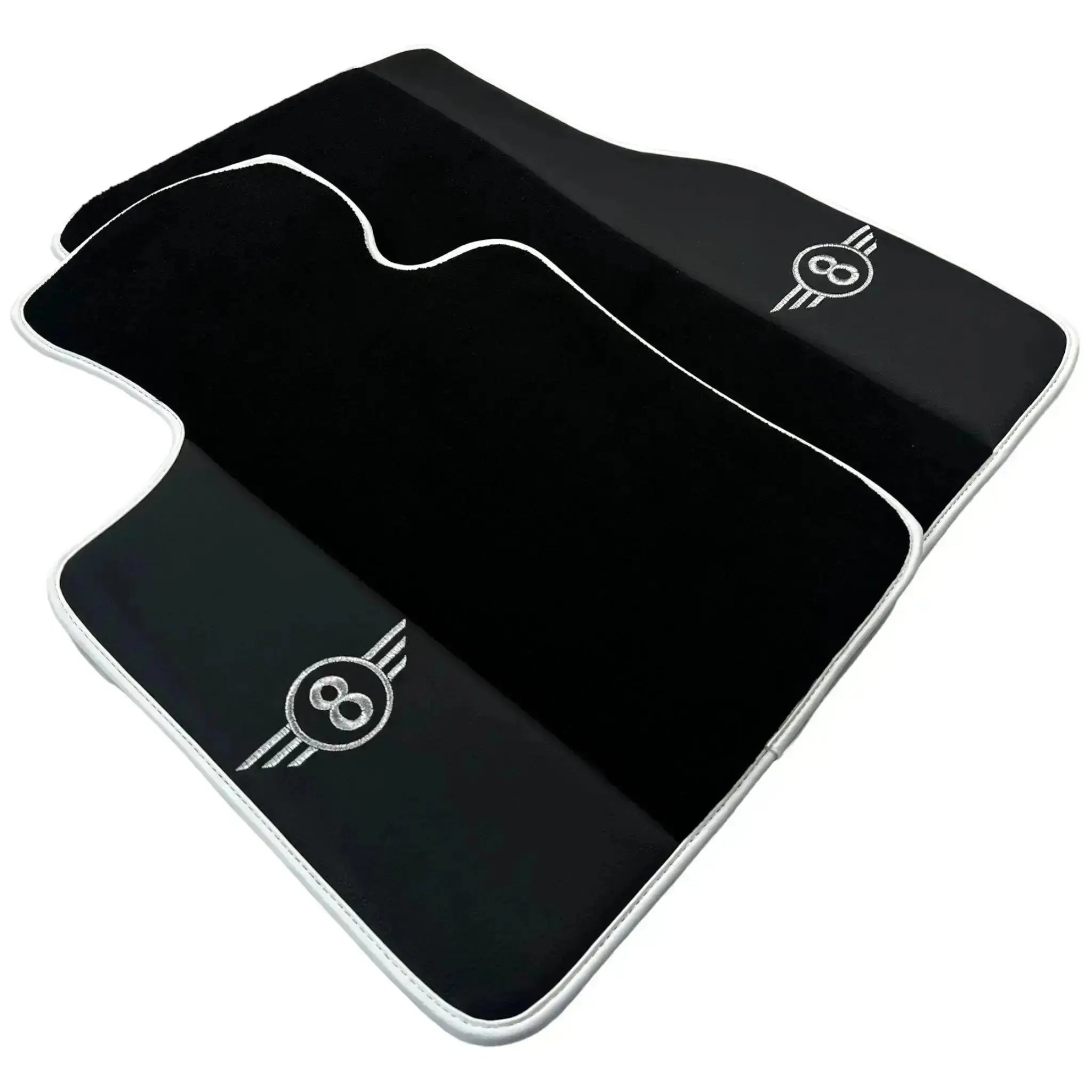 Black Floor Mats for Mini Countryman F60 Hybrid (2020-2023) with Leather | White Trim - AutoWin