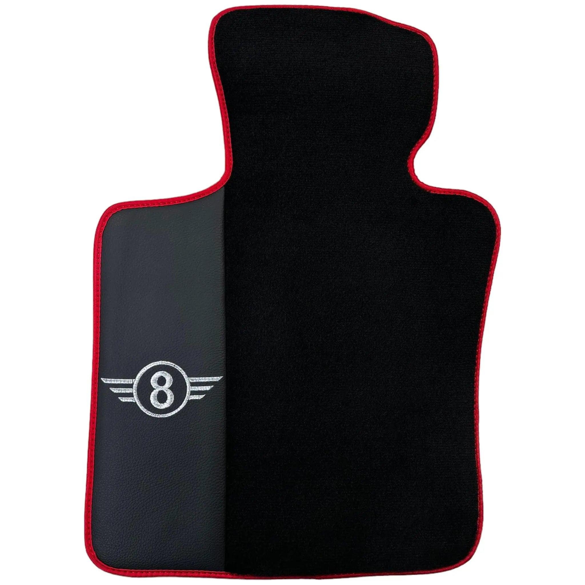 Black Floor Mats for Mini Countryman F60 (2017-2023) With Leather | Red Trim - AutoWin