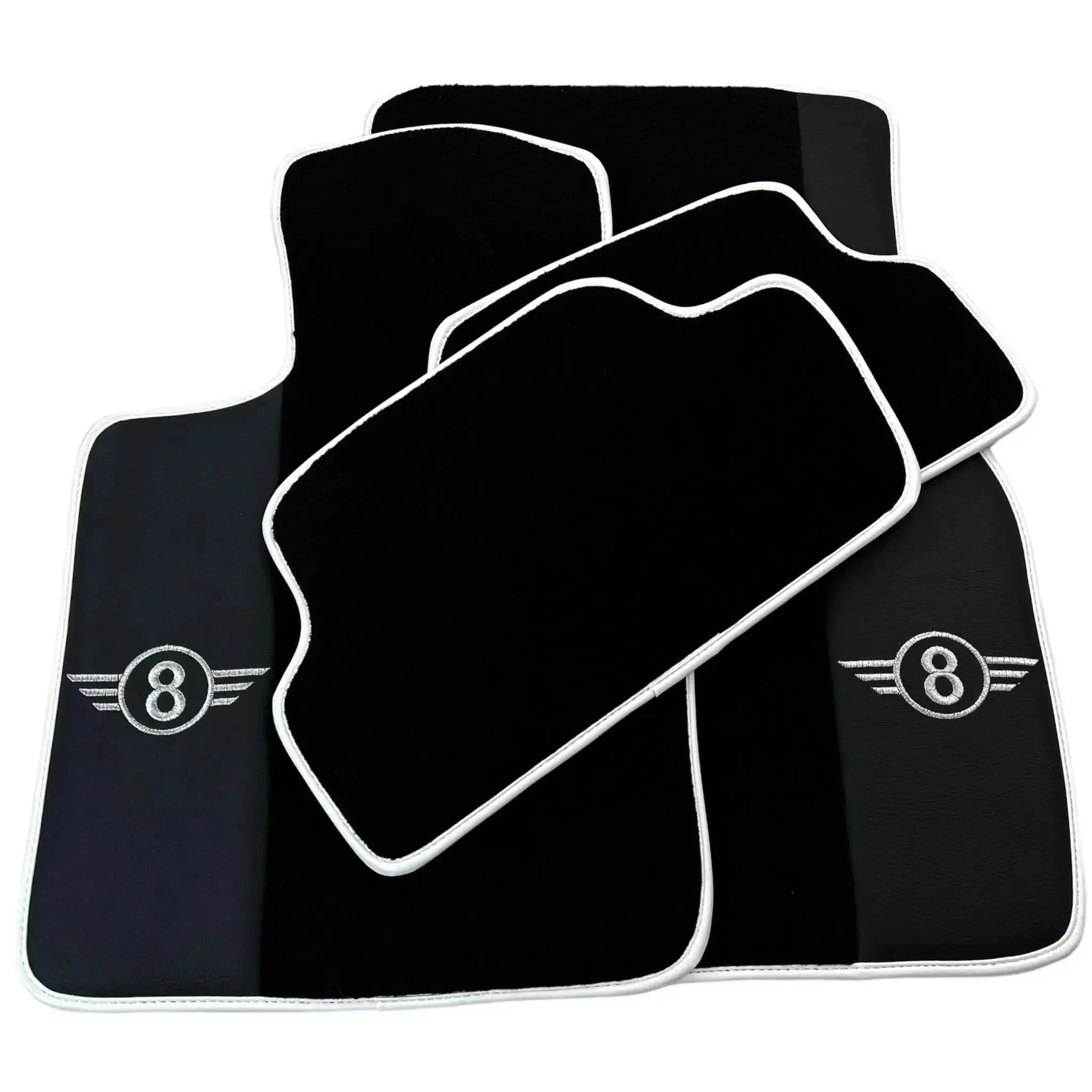 Black Floor Mats for Mini Countryman R60 (2010-2017) with Leather | White Trim - AutoWin