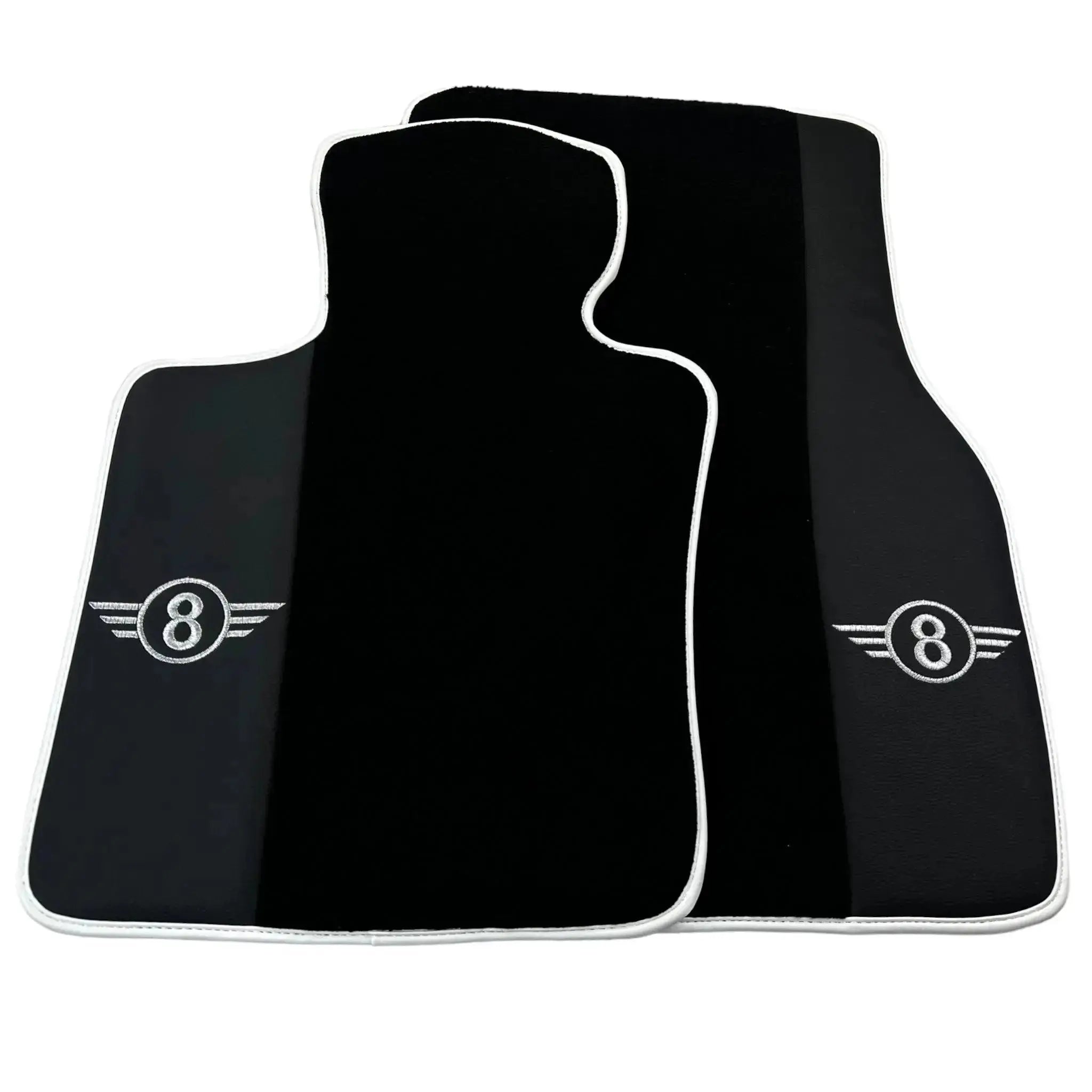 Black Floor Mats for Mini Countryman R60 (2010-2017) with Leather | White Trim - AutoWin