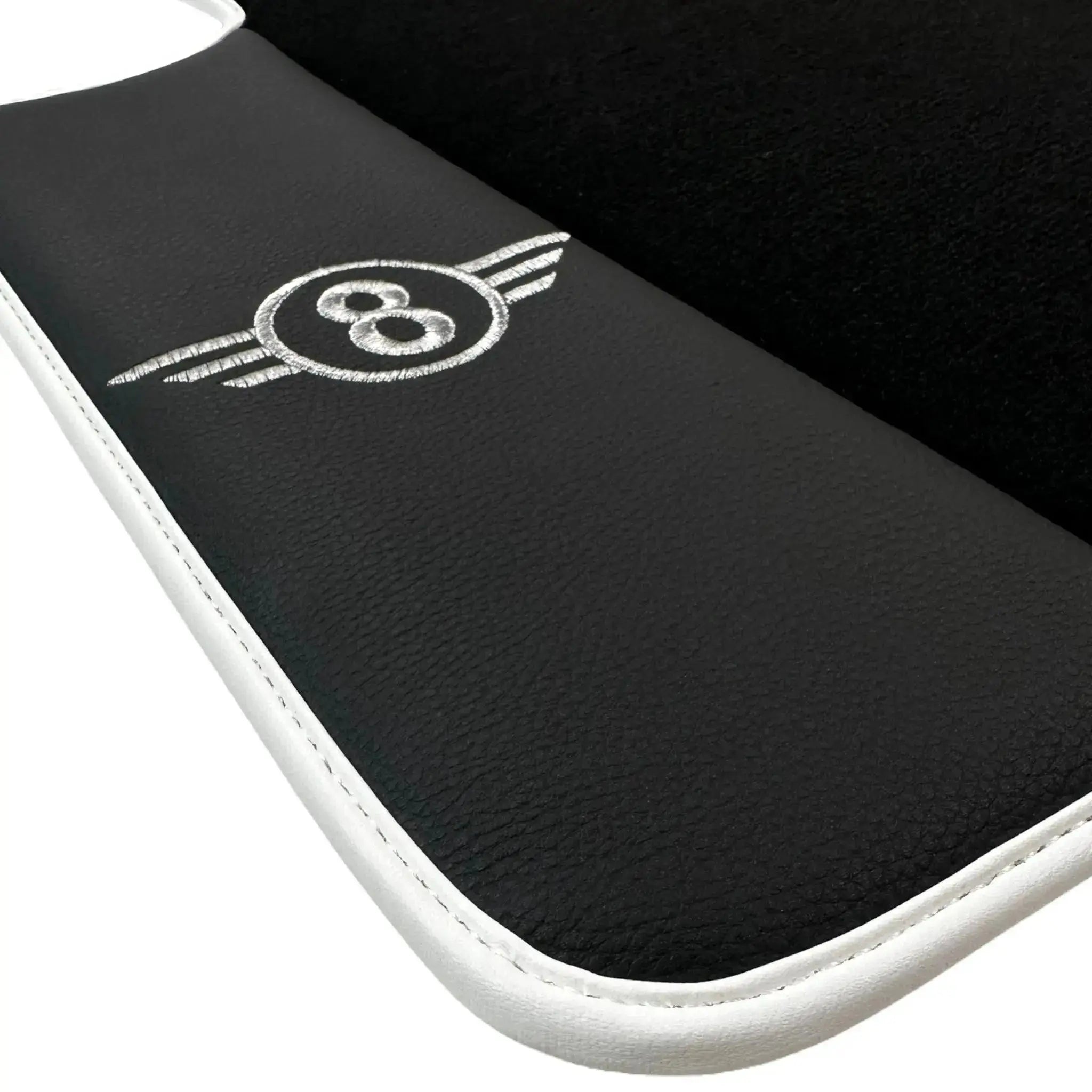 Black Floor Mats for Mini Countryman R60 (2010-2017) with Leather | White Trim - AutoWin