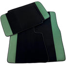 Black Floor Mats for Rolls Royce Cullinan (2018–2025) with Green Leather Borders