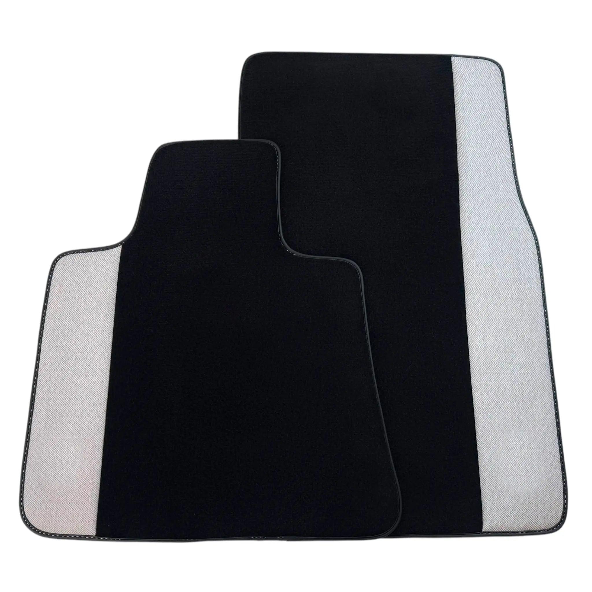 Black Floor Mats for Rolls Royce Dawn 2016-2023 with Gray Leather Borders