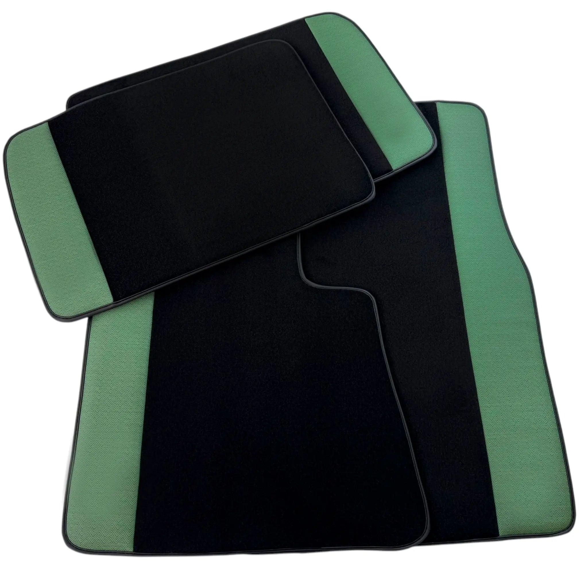 Black Floor Mats for Rolls Royce Dawn (2016-2023) with Green Leather Borders