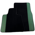 Black Floor Mats for Rolls Royce Dawn (2016-2023) with Green Leather Borders