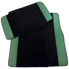 Black Floor Mats for Rolls Royce Dawn (2016-2023) with Green Leather Borders