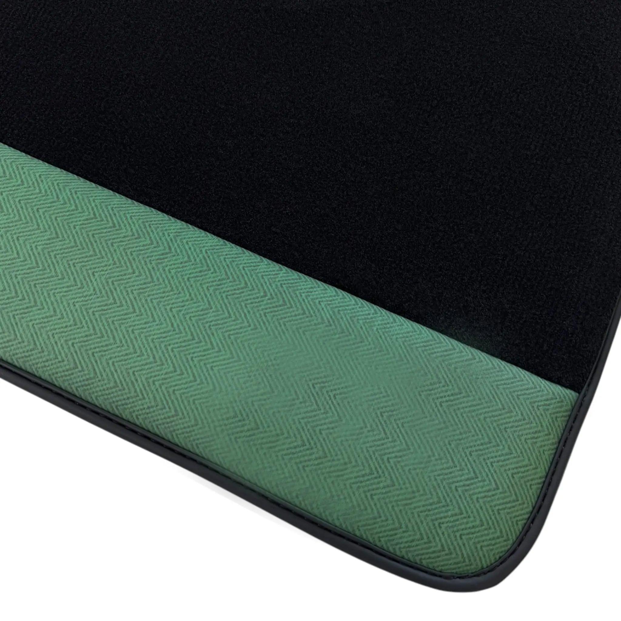 Black Floor Mats for Rolls Royce Ghost Series I (2010-2020) with Green Leather Borders