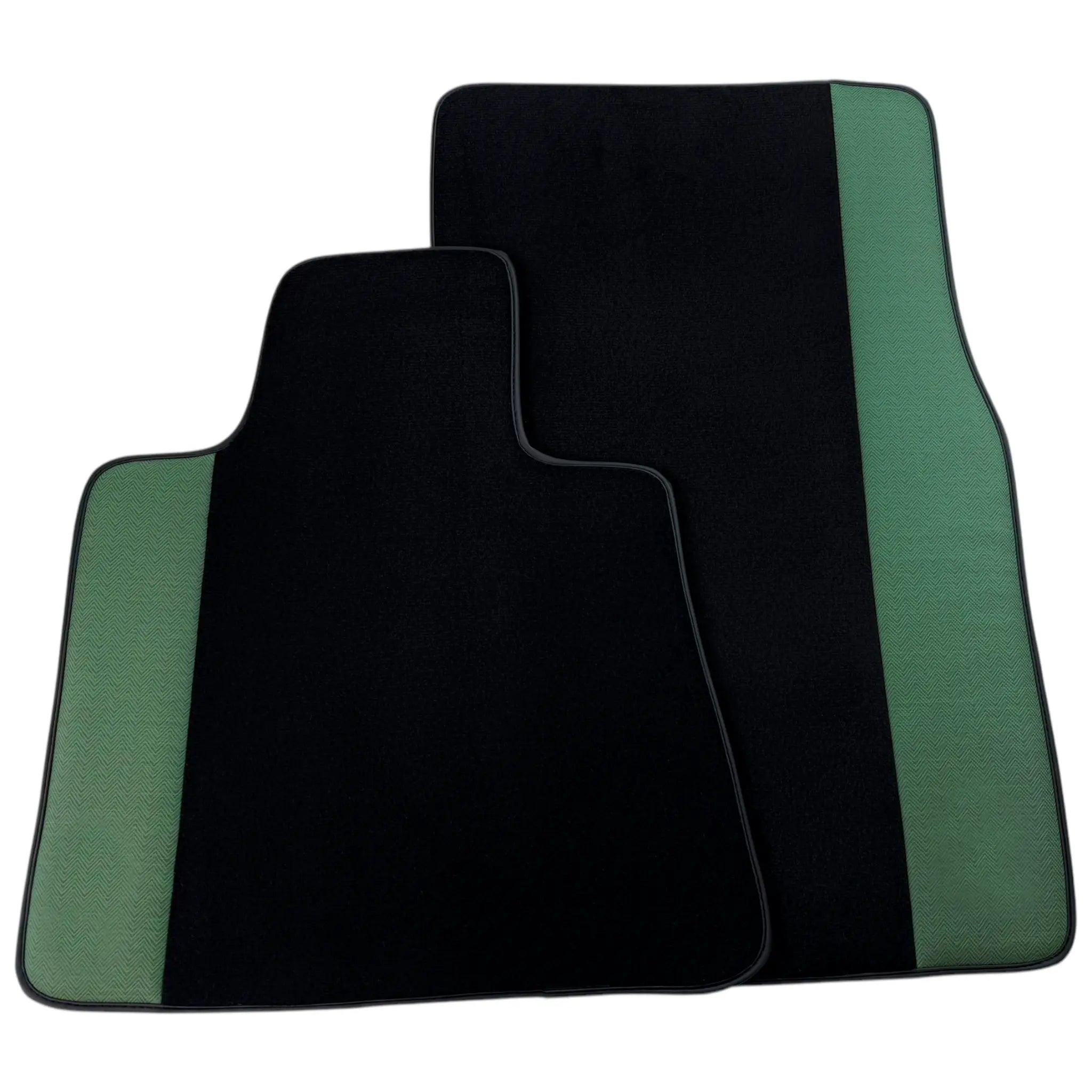 Black Floor Mats for Rolls Royce Ghost Series I (2010-2020) with Green Leather Borders