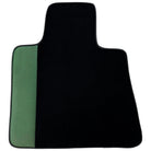 Black Floor Mats for Rolls Royce Ghost Series I (2010-2020) with Green Leather Borders