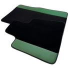 Black Floor Mats for Rolls Royce Ghost Series I (2010-2020) with Green Leather Borders