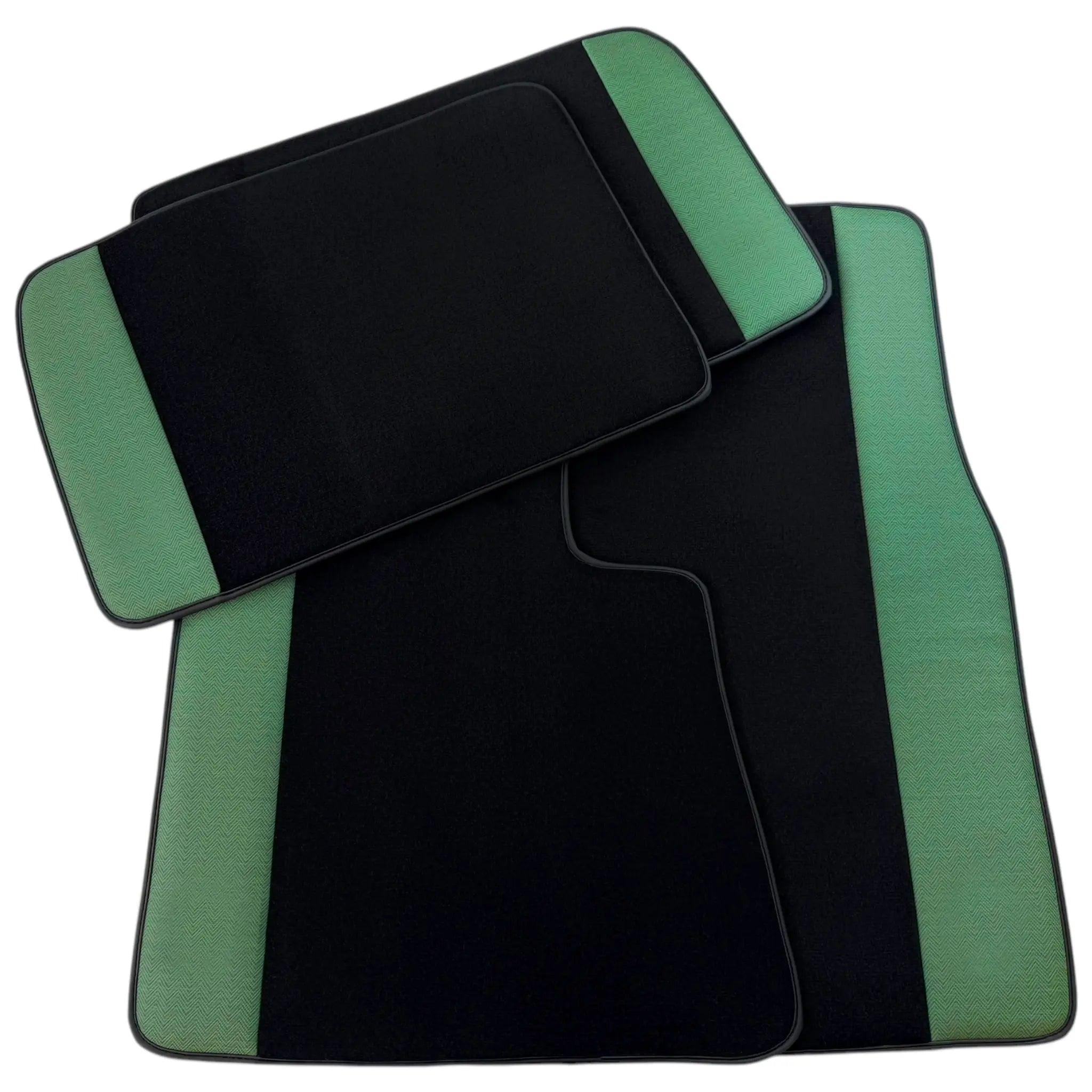 Black Floor Mats for Rolls Royce Ghost Series II (2021-2024) with Green Leather Borders