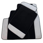 Black Floor Mats for Rolls Royce Phantom Sedan 2003-2016 with Gray Leather Borders