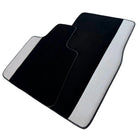 Black Floor Mats for Rolls Royce Shadow 1965-1977 with Gray Leather Borders