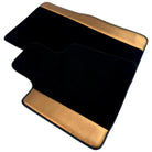 Black Floor Mats for Rolls Royce Shadow (1965-1977) with Golden Leather