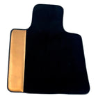 Black Floor Mats for Rolls Royce Shadow (1965-1977) with Golden Leather