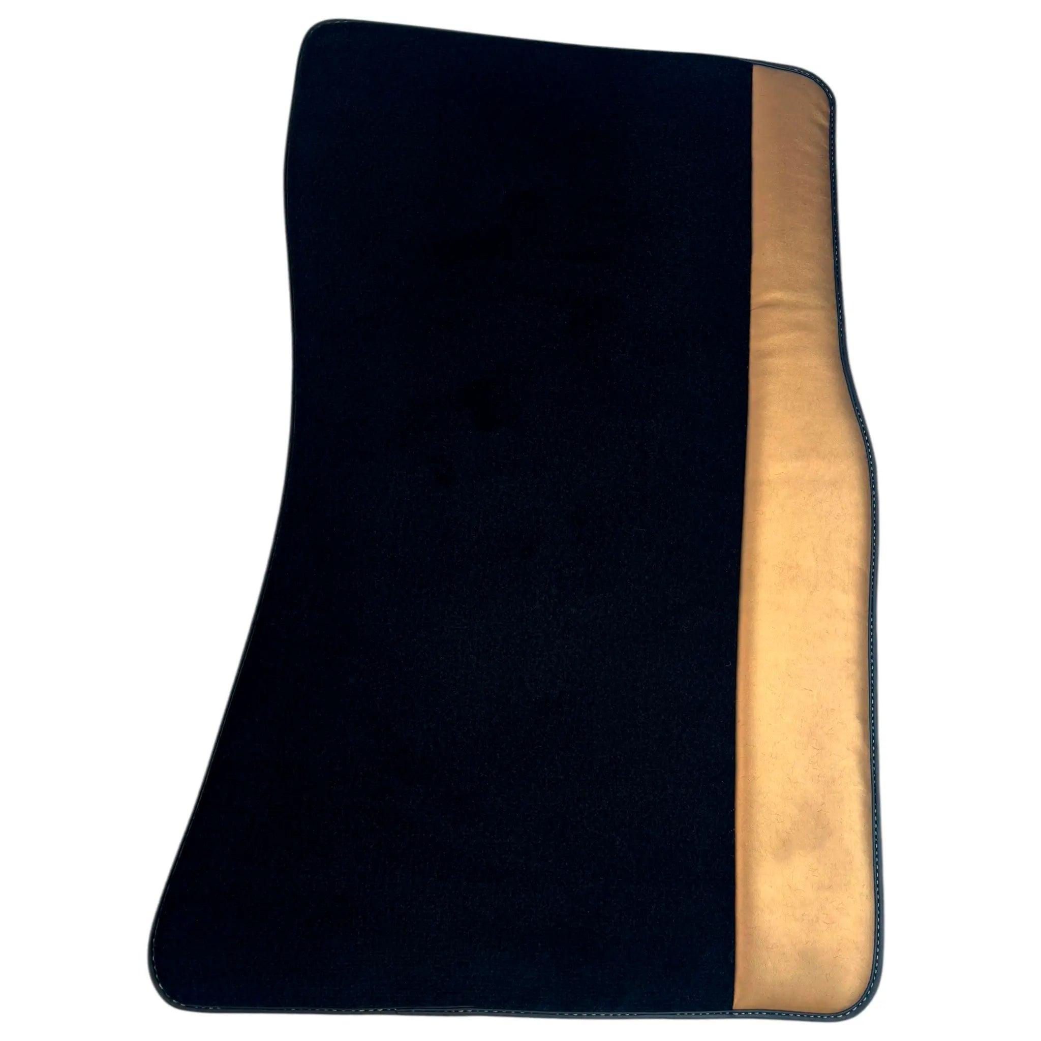 Black Floor Mats for Rolls Royce Shadow (1965-1977) with Golden Leather