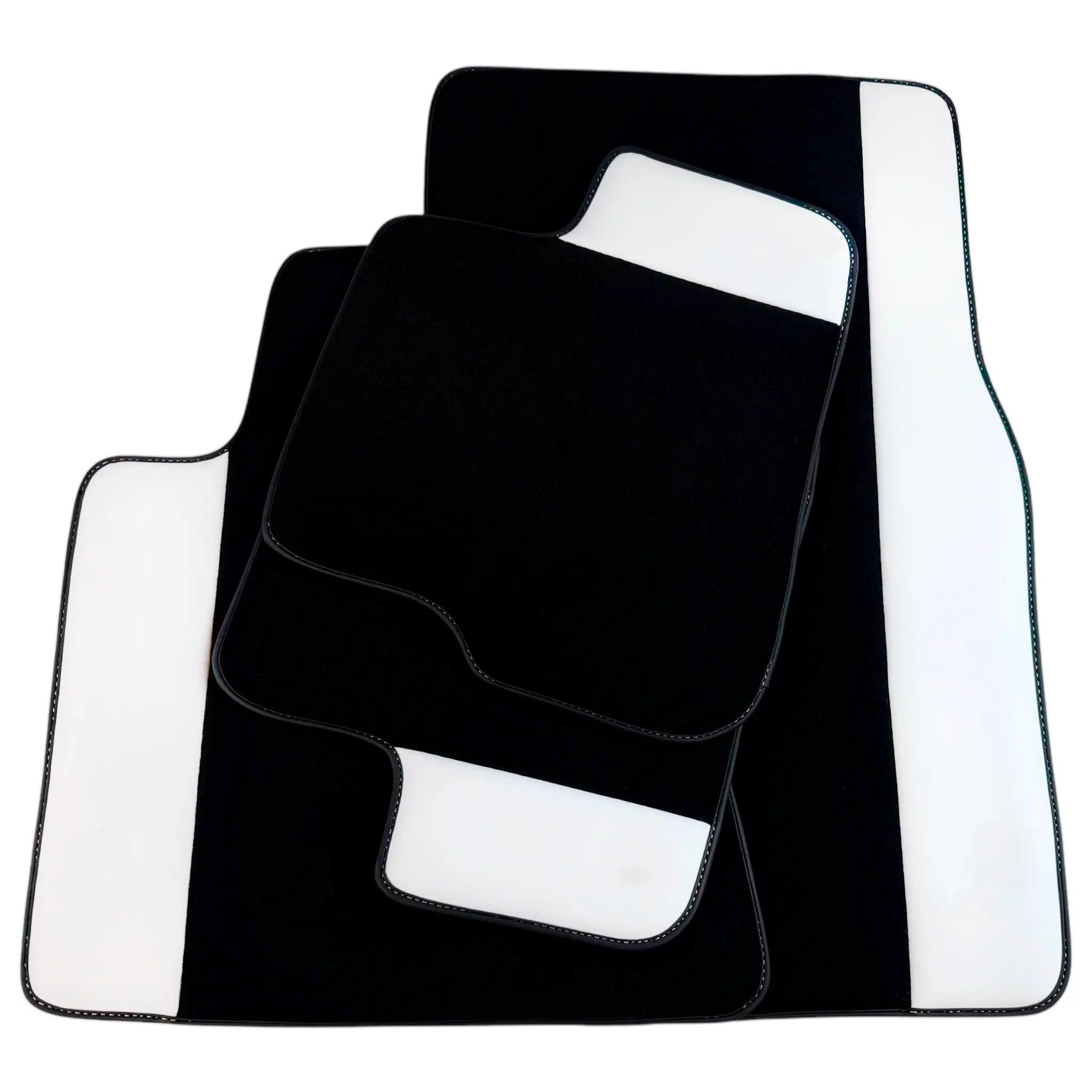 Black Floor Mats for Rolls Royce Spectre (2023-2024) with White Leather