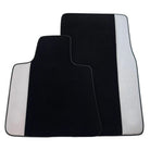 Black Floor Mats for Rolls Royce Wraith 2013–2023 with Gray Leather Borders