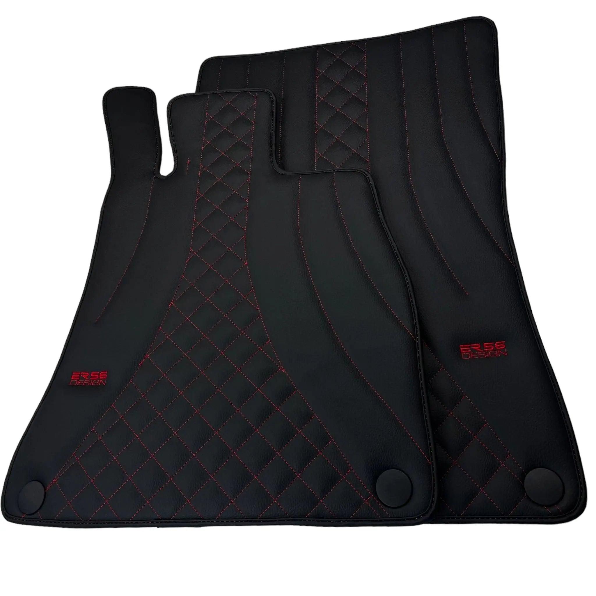 Black Leather Floor Mats For Mercedes Benz C-Class C204 Coupe (2011-2015) | ER56 Design - AutoWin