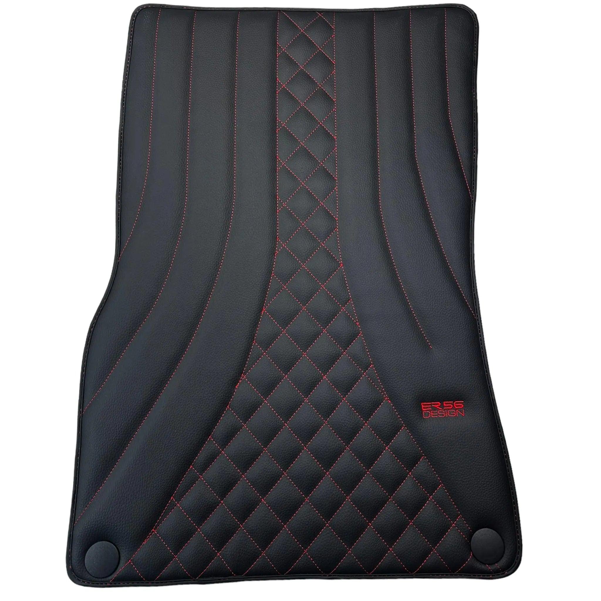 Black Leather Floor Mats For Mercedes Benz C-Class S205 Wagon (2014-2018) Hybrid | ER56 Design - AutoWin