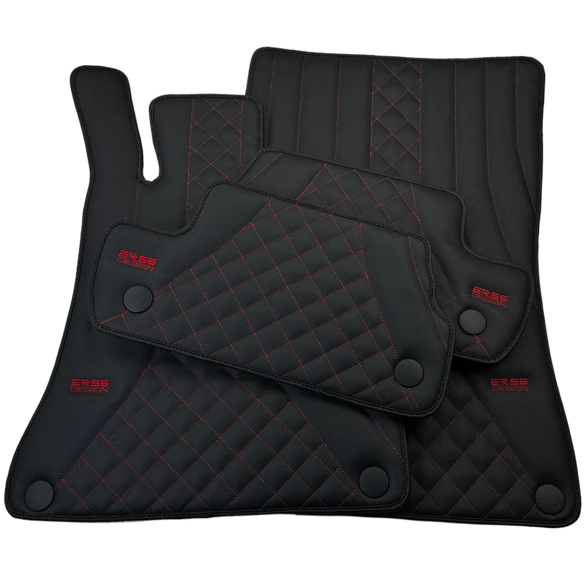 Black Leather Floor Mats For Mercedes Benz C-Class W206 Sedan (2021-2023) | ER56 Design - AutoWin