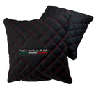 Black Leather Pillows for Lamborghini Revuelto Set of 2 | Red Sewing