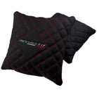 Black Leather Pillows for Lamborghini Revuelto Set of 2 | Red Sewing