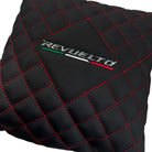 Black Leather Pillows for Lamborghini Revuelto Set of 2 | Red Sewing