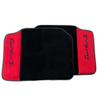 Black Floor Mats for Porsche Cayenne (2010-2018) with Red Alcantara Leather - AutoWin