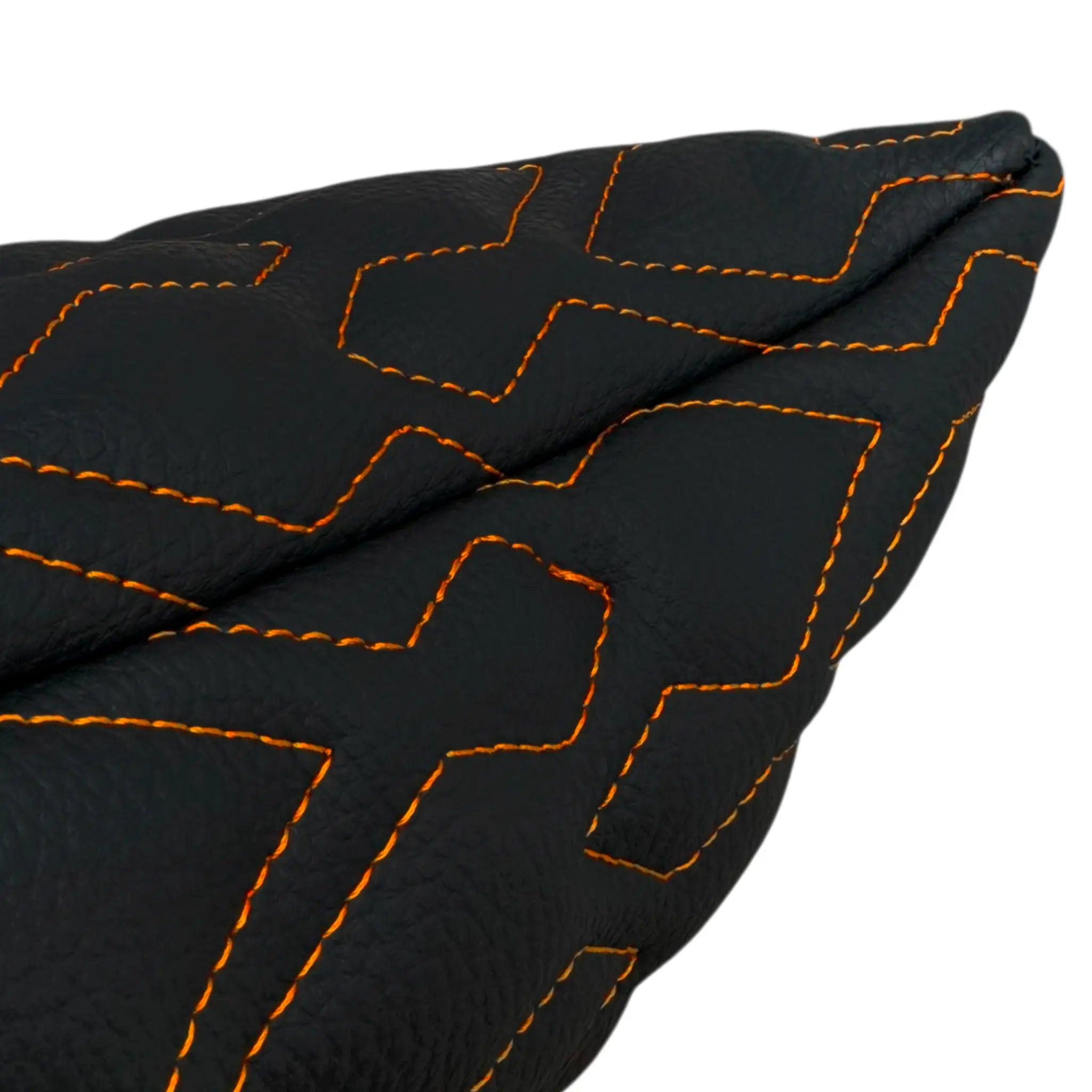 Customizable Black Leather Pillows Set of 2 | Orange Sewing