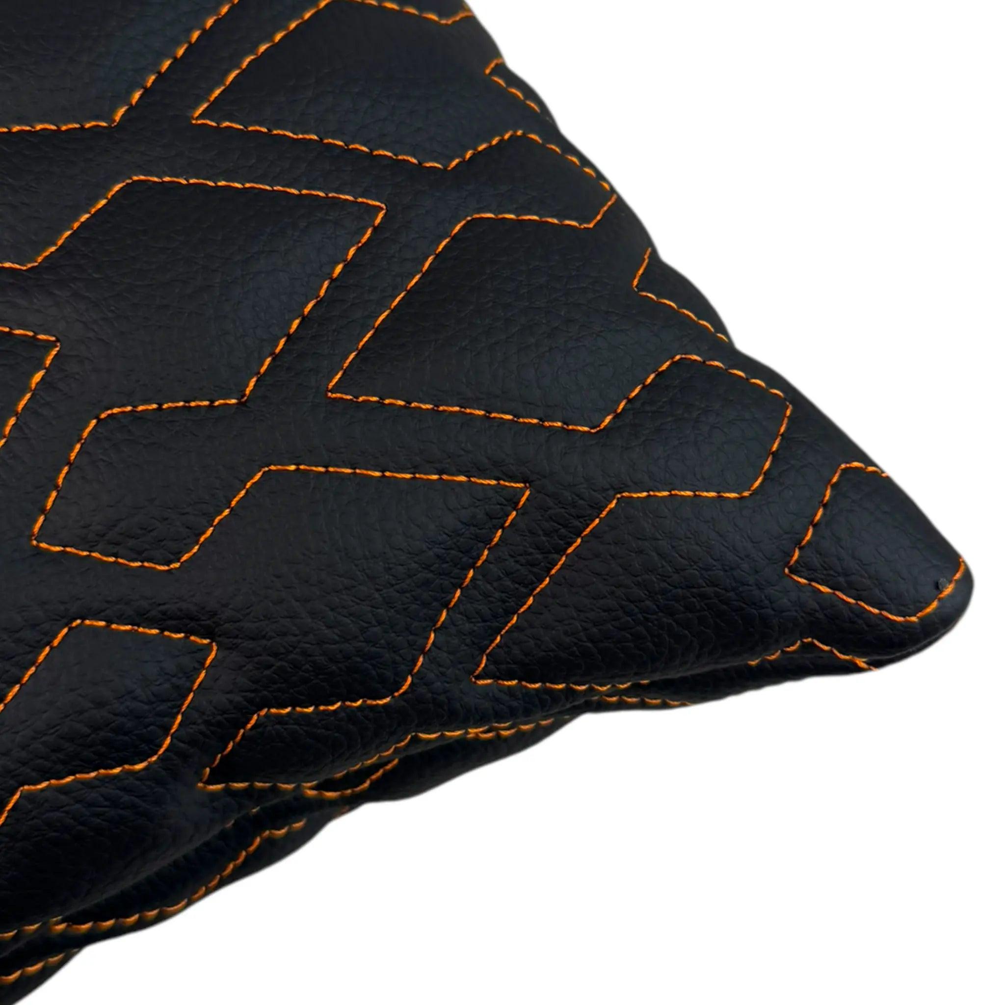 Customizable Black Leather Pillows Set of 2 | Orange Sewing