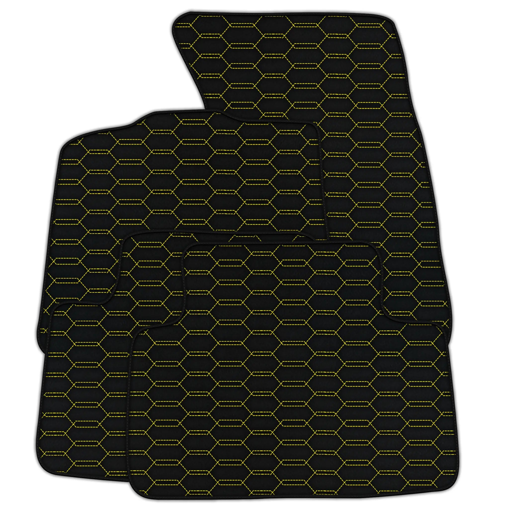 Customizable Leather Floor Mats with Interlaced Hex Pattern for Porsche Macan (2014-2023)