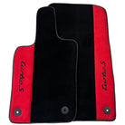 Black Floor Mats for Porsche Cayenne (2010-2018) with Red Alcantara Leather - AutoWin