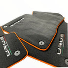 Floor Mats For Lamborghini Urus Black Tailored With Orange Rounds Carpets - AutoWin