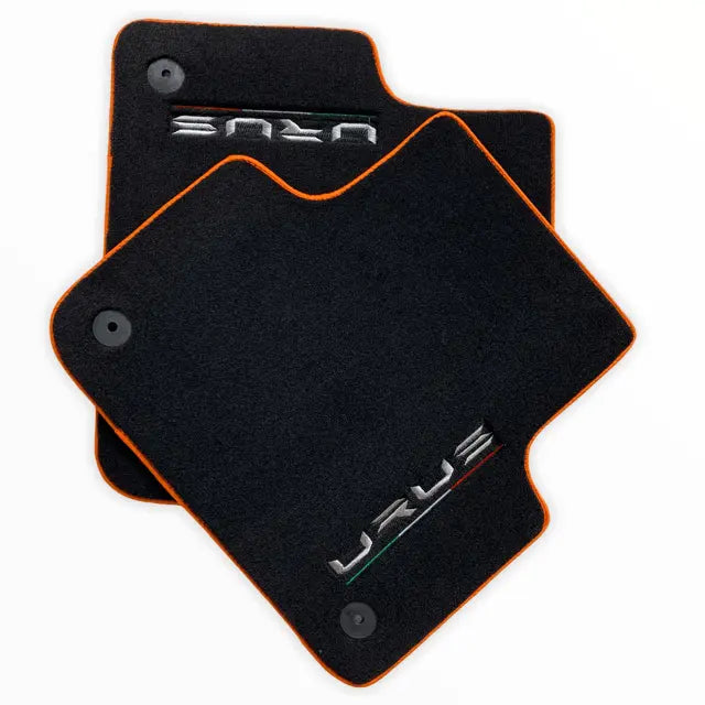 Floor Mats For Lamborghini Urus Black Tailored With Orange Rounds Carpets - AutoWin