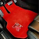 Floor Mats for Nissan GT-R - Tailored Red Carpets Set with GTR Emblem | AutoWin